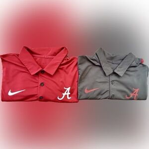 TWO Nike NCAA Alabama Crimson Tide Football Short Sleeve Polo Shirts Bundle L